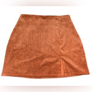 Orange Corduroy Mini Skirt